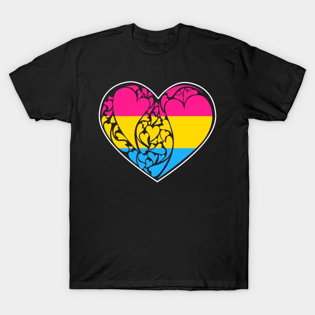 Pansexual Flag LGBT+ Heart T-Shirt by aaallsmiles